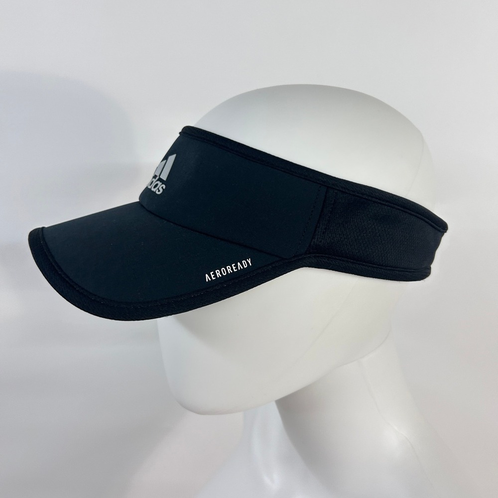 Adidas AEROREADY Visor Black Adjustable Running Tennis Golf Performance Hat